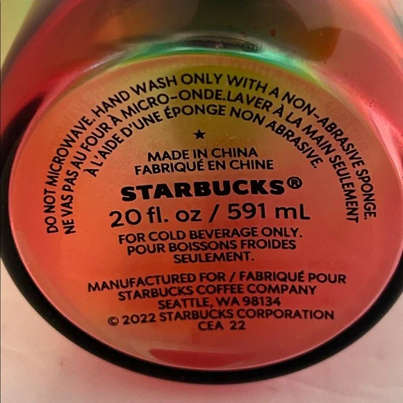 Starbucks Rainbow glass cold beverage only container 20fl. - Picture 2 of 4